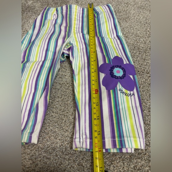Vtg Oshkosh B’Gosh Wide Leg Pull On Toddler Girl Pants 3T Floral Striped - Picture 4 of 6